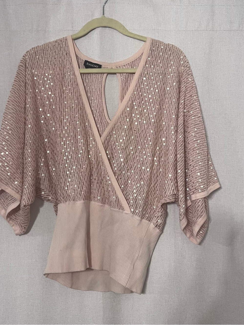 bebe Rose Sequin Wrap Blouse